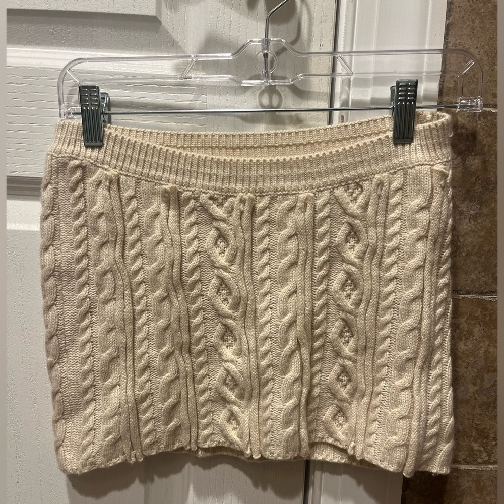 Guizio micro mini knit cream/beige skirt, size:small